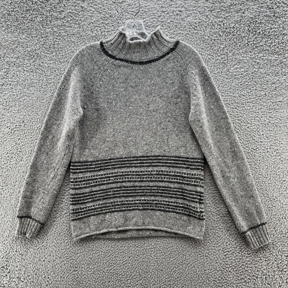 Celtic Co Sweater Womens XS Gray Wool Mock Neck Striped Flecked Pullover